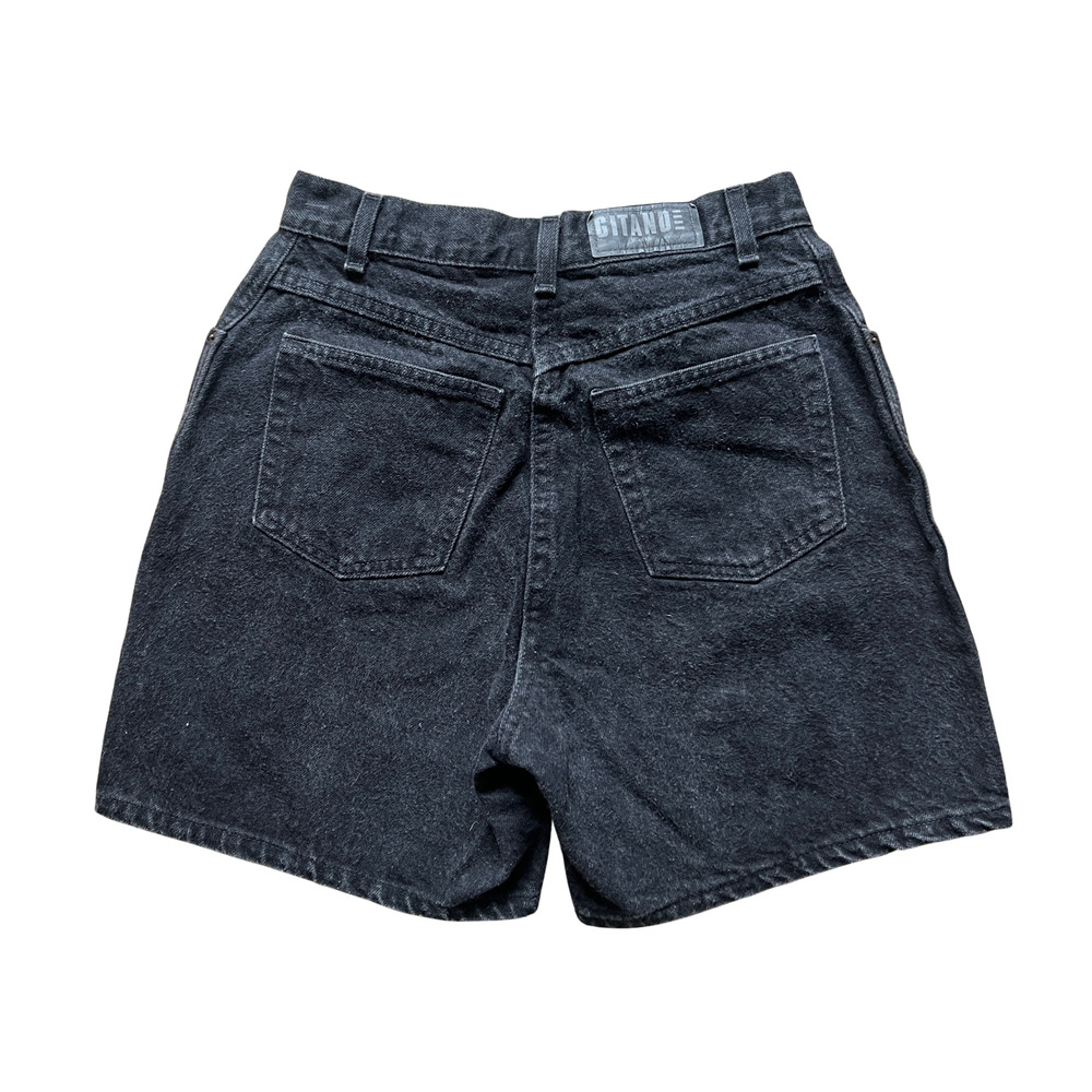 Vtg 90s Gitano Black Denim Shorts 10 High Waisted Festival Indie Goth Punk Rock